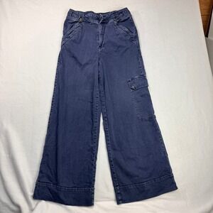 Pilcro Anthropologie Navy Blue Wide Leg Cargo Pants High Rise Size 27